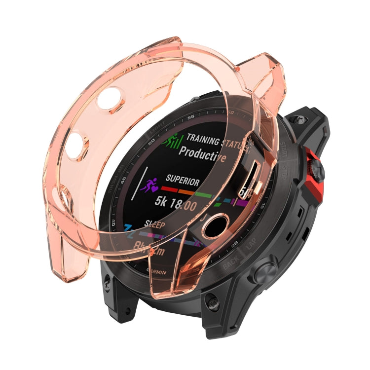 For Garmin Fenix 7S Pro Half-Package TPU Watch Protective Case(Transparent Orange) - Watch Cases by PMC TechLife | Online Shopping South Africa | PMC TechLife | Buy Now Pay Later Mobicred
