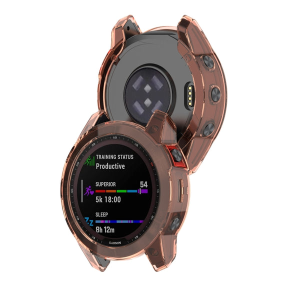 For Garmin Fenix 7S Pro Half-Package TPU Watch Protective Case(Transparent Orange)