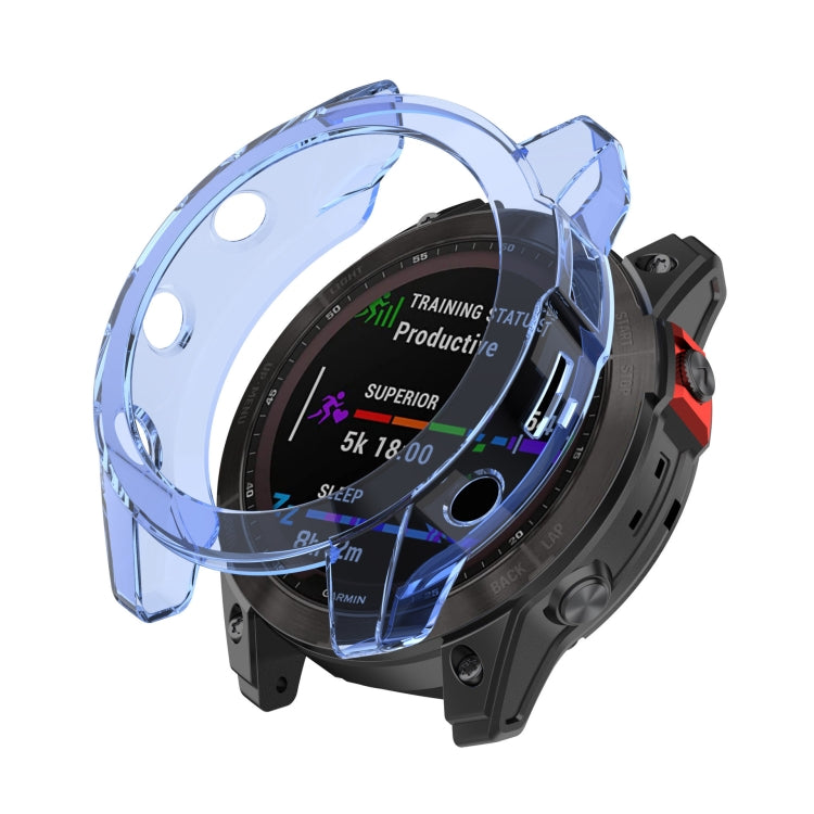 For Garmin Epix Pro 47mm Half-Package TPU Watch Protective Case(Transparent Blue) - Watch Cases by PMC TechLife | Online Shopping South Africa | PMC TechLife | Buy Now Pay Later Mobicred