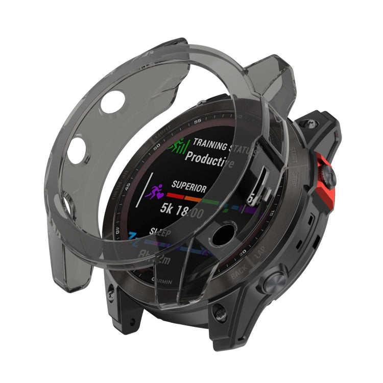 For Garmin Epix Pro 42mm Half-Package TPU Watch Protective Case(Transparent Black) - Watch Cases by PMC TechLife | Online Shopping South Africa | PMC TechLife | Buy Now Pay Later Mobicred