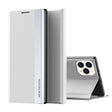 For iPhone 16 Pro Side Electroplated Adsorption Leather Phone Case(Silver) - iPhone 16 Pro Cases by PMC TechLife | Online Shopping South Africa | PMC TechLife | Buy Now Pay Later Mobicred