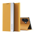 For iPhone 16 Plus Side Electroplated Adsorption Leather Phone Case(Yellow) - iPhone 16 Plus Cases by PMC TechLife | Online Shopping South Africa | PMC TechLife | Buy Now Pay Later Mobicred