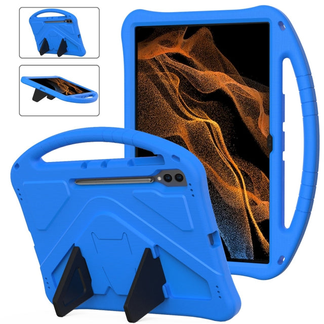 For Samsung Galaxy Tab S9 Ultra EVA Shockproof Tablet Case with Holder(Blue)