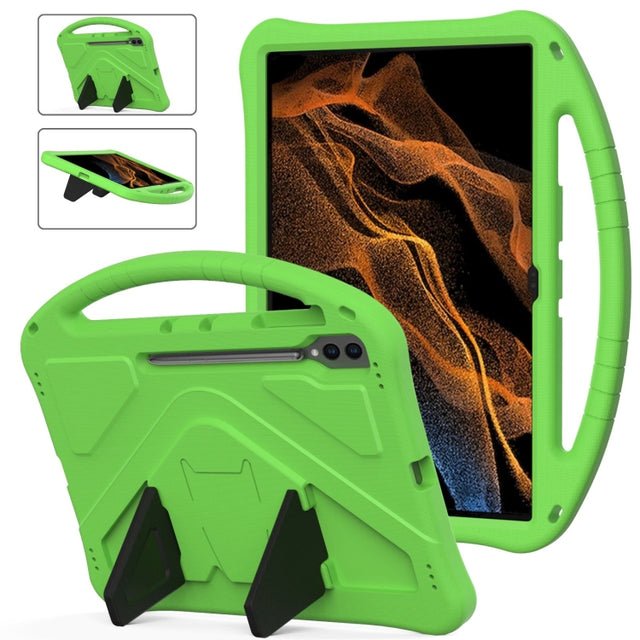 For Samsung Galaxy Tab S9 Ultra EVA Shockproof Tablet Case with Holder(Green)