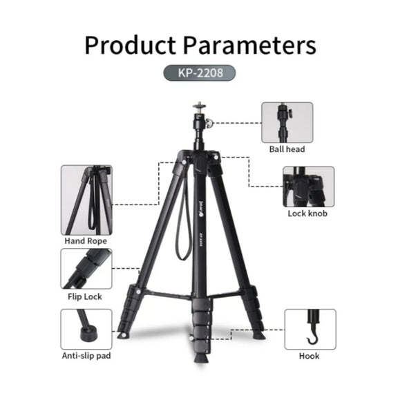 JMARY KP2208 Photography Live Streaming 1.7m Fill Light Camera Metal Tripod Holder