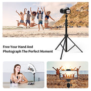JMARY MT38 Travel Tripod Phone Holder 1.68m Telescopic Vlogging Camera Mount Tripod Stand