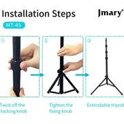 JMARY MT45 Cell Phone Clip Camera Mount Holder Telescopic Selfie Stick Outdoor Tripod Stand
