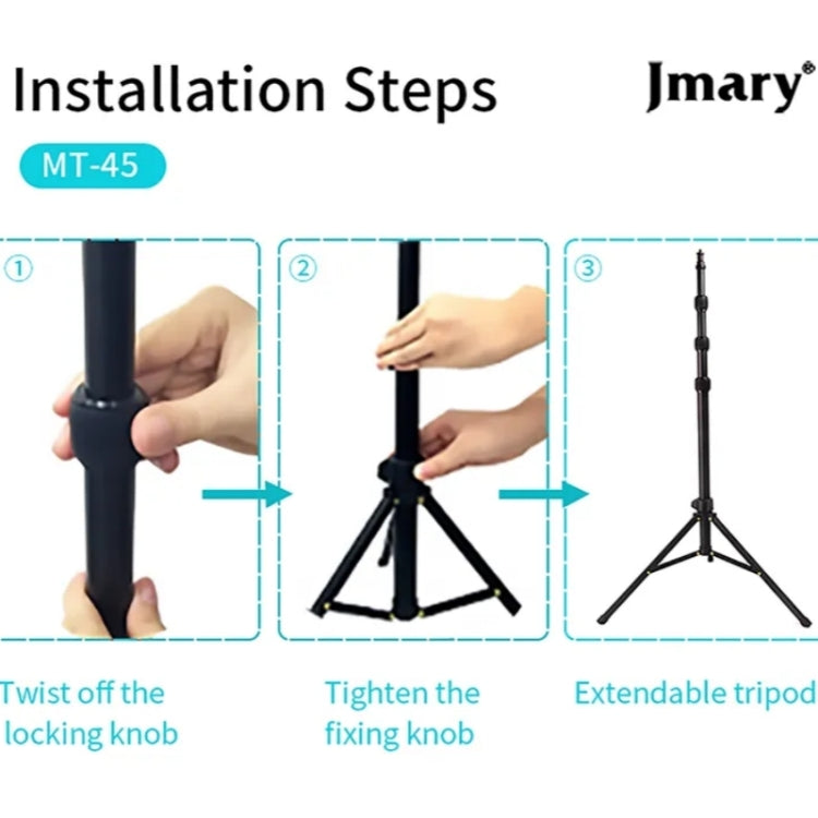 JMARY MT45 Cell Phone Clip Camera Mount Holder Telescopic Selfie Stick Outdoor Tripod Stand