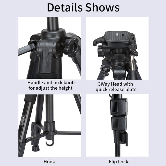 JMARY KP2234 Telescopic Aluminum Alloy SLR Camera Phone Live Streaming  Photography Tripod(Blue)