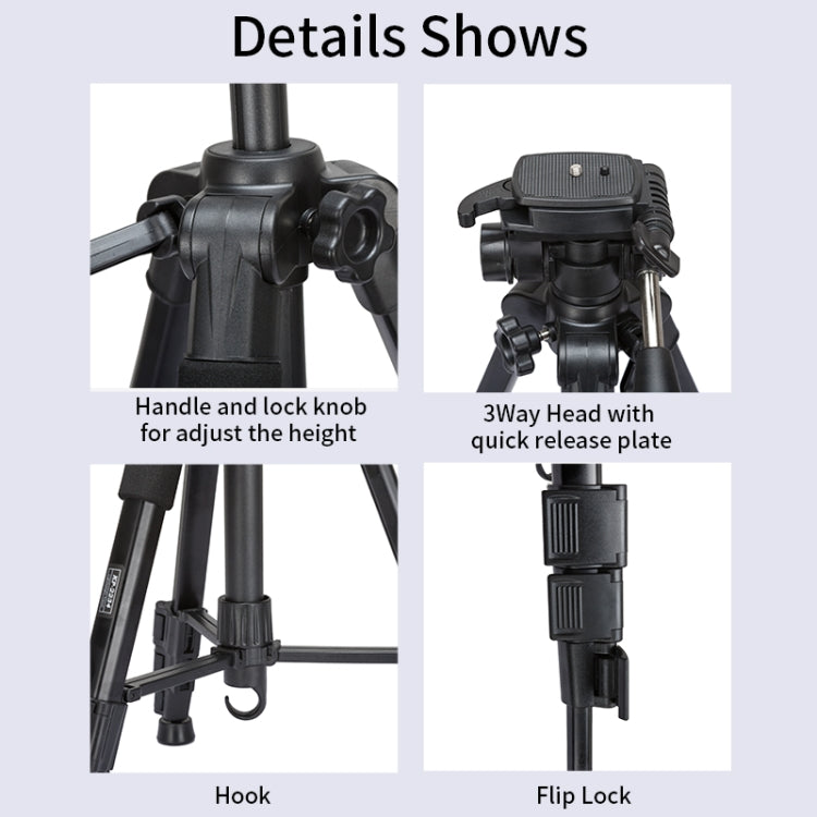 JMARY KP2234 Telescopic Aluminum Alloy SLR Camera Phone Live Streaming  Photography Tripod(Blue)