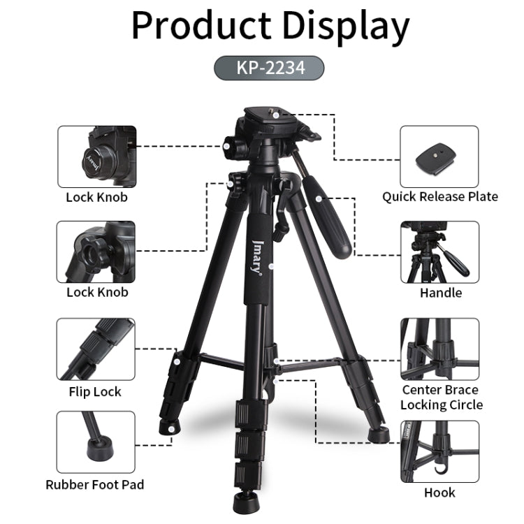JMARY KP2234 Telescopic Aluminum Alloy SLR Camera Phone Live Streaming  Photography Tripod(Blue)