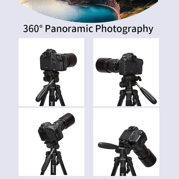 JMARY KP2234 Telescopic Aluminum Alloy SLR Camera Phone Live Streaming  Photography Tripod(Black)