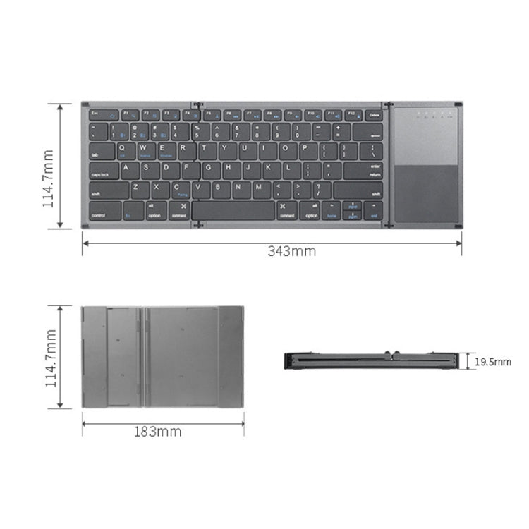 B066T Tri-fold Wireless Bluetooth Keyboard Compatible Multi-system Cell Phone Tablet Keyboard - Wireless Keyboard by PMC Jewellery | Online Shopping South Africa | PMC Jewellery | Buy Now Pay Later Mobicred