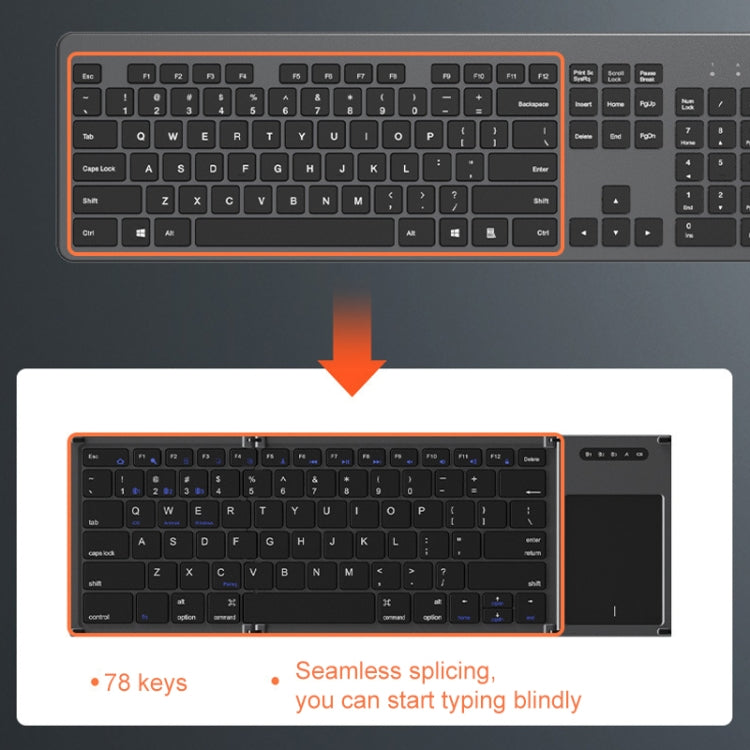 B066T Tri-fold Wireless Bluetooth Keyboard Compatible Multi-system Cell Phone Tablet Keyboard - Wireless Keyboard by PMC Jewellery | Online Shopping South Africa | PMC Jewellery | Buy Now Pay Later Mobicred