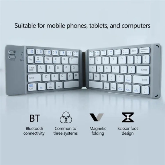 BT18 Bluetooth Keyboard Magnetic Folding Wireless Keyboard For Cell Phones Tablets Computers(Black)
