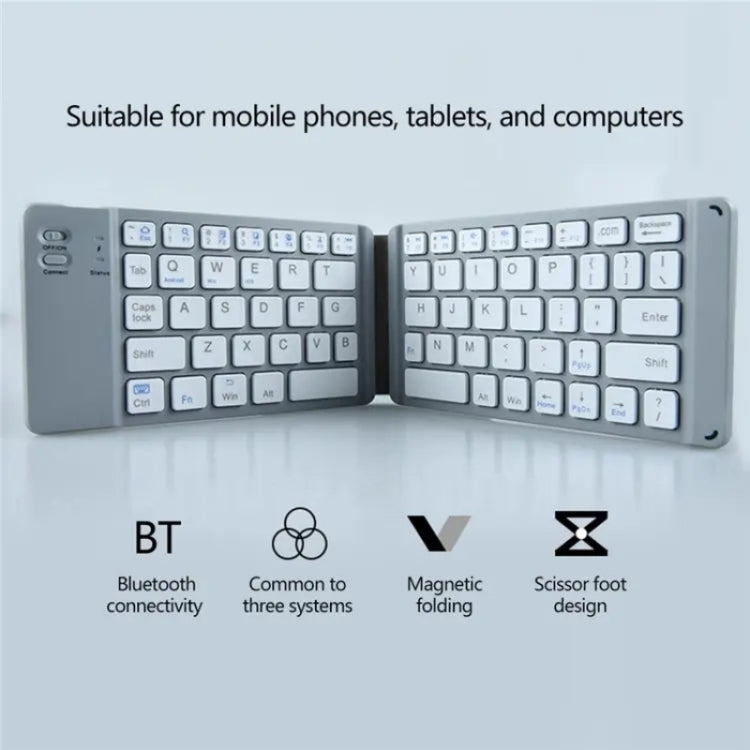BT18 Bluetooth Keyboard Magnetic Folding Wireless Keyboard For Cell Phones Tablets Computers(Black)