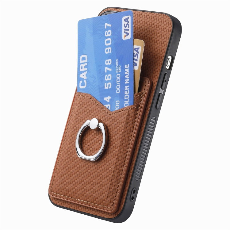 For Xiaomi 13 Pro Carbon Fiber Card Wallet Ring Holder Phone Case(Brown) - 13 Pro Cases by PMC TechLife | Online Shopping South Africa | PMC TechLife | Buy Now Pay Later Mobicred