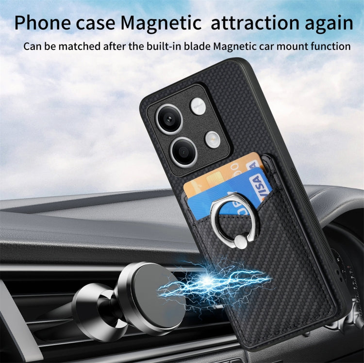 For Xiaomi Redmi Note 13 Carbon Fiber Card Wallet Ring Holder Phone Case(Black) - Xiaomi Cases by PMC TechLife | Online Shopping South Africa | PMC TechLife | Buy Now Pay Later Mobicred