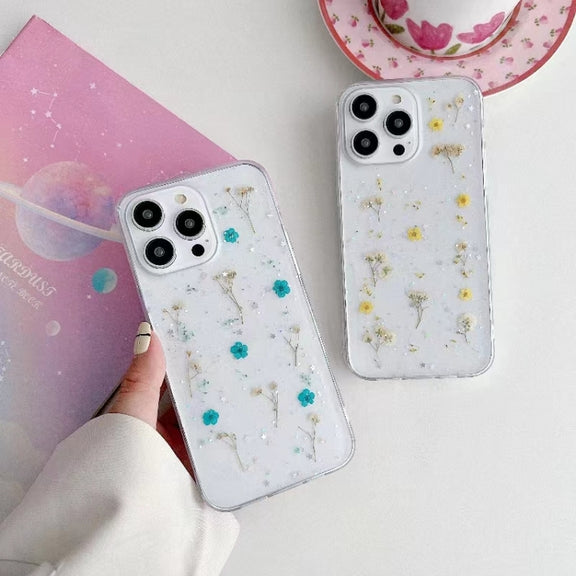 For iPhone 16 Gypsophila Flowers Pattern TPU Protective Phone Case(Pink)
