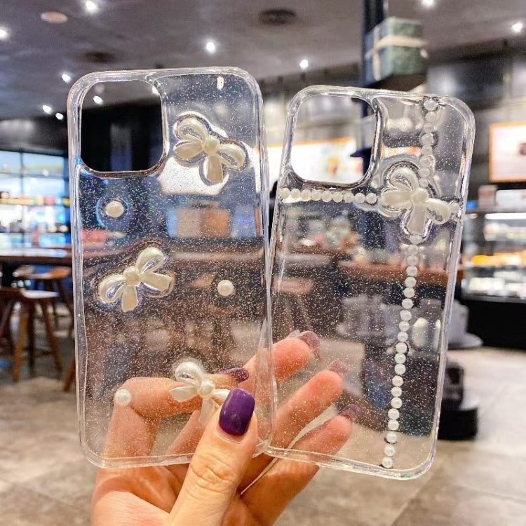 For iPhone 16 Pro Pearl Bow Glitter Epoxy TPU Phone Case(Three Knots) - iPhone 16 Pro Cases by PMC TechLife | Online Shopping South Africa | PMC TechLife | Buy Now Pay Later Mobicred