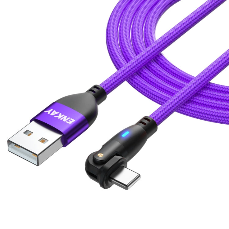 ENKAY 180 Degrees Rotating USB to 8 Pin Charging Data Cable with LED Light, Length:2m(Purple) - free shipping - PMC Jewellery - Order now!