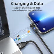 ENKAY 180 Degrees Rotating USB to 8 Pin Charging Data Cable with LED Light, Length:2m(Purple)
