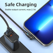 ENKAY 180 Degrees Rotating USB to 8 Pin Charging Data Cable with LED Light, Length:2m(Purple)