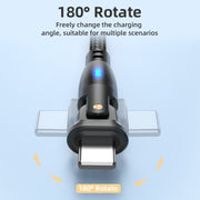 ENKAY 180 Degrees Rotating USB to 8 Pin Charging Data Cable with LED Light, Length:1m(Purple)