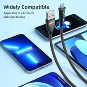 ENKAY 180 Degrees Rotating USB to 8 Pin Charging Data Cable with LED Light, Length:2m(Red)