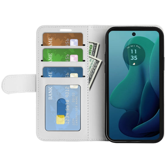 For Motorola Moto G 5G 2024 R64 Texture Horizontal Flip Leather Phone Case(White)