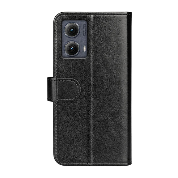 For Motorola Edge 5G 2024 R64 Texture Horizontal Flip Leather Phone Case(Black)