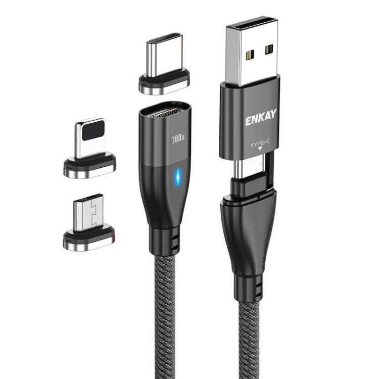 ENKAY 6-in-1 PD100W USB-A / Type-C to Type-C / 8 Pin / Micro USB Magnetic Fast Charging Cable, Cable Length:2m(Black) - free shipping - PMC Jewellery - Order now!