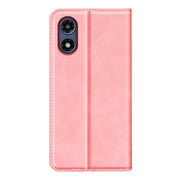 For Motorola Moto G Play 2024 Retro-skin Magnetic Suction Leather Phone Case(Pink)