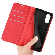 For Motorola Moto G Play 2024 Retro-skin Magnetic Suction Leather Phone Case(Red)