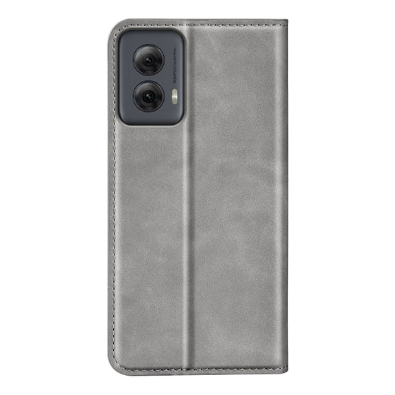 For Motorola Moto G Power 5G 2024 Retro-skin Magnetic Suction Leather Phone Case(Grey)