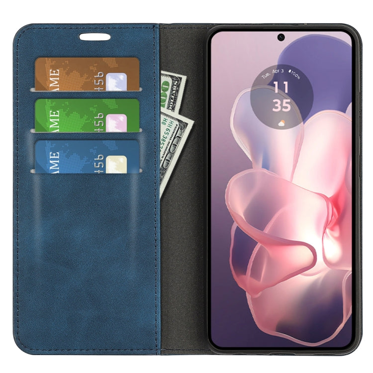 For Motorola Moto G Power 5G 2024 Retro-skin Magnetic Suction Leather Phone Case(Dark Blue)