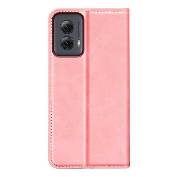 For Motorola Moto G Power 5G 2024 Retro-skin Magnetic Suction Leather Phone Case(Pink)