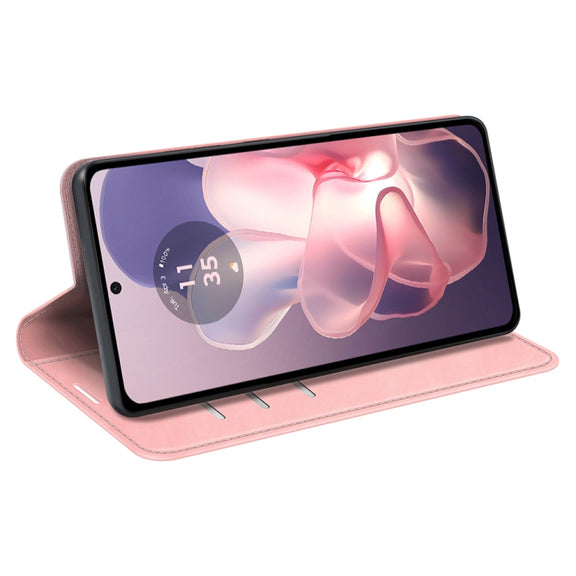 For Motorola Moto G Power 5G 2024 Retro-skin Magnetic Suction Leather Phone Case(Pink)