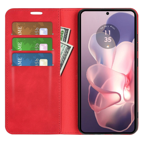 For Motorola Moto G Power 5G 2024 Retro-skin Magnetic Suction Leather Phone Case(Red)