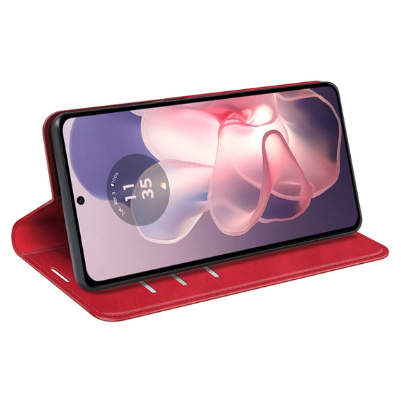 For Motorola Moto G Power 5G 2024 Retro-skin Magnetic Suction Leather Phone Case(Red)
