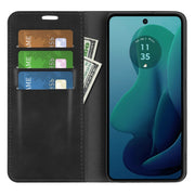 For Motorola Moto G 5G 2024 Retro-skin Magnetic Suction Leather Phone Case(Black)