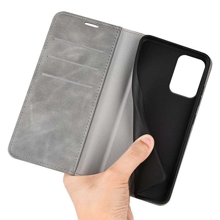 For Motorola Moto G 5G 2024 Retro-skin Magnetic Suction Leather Phone Case(Grey)