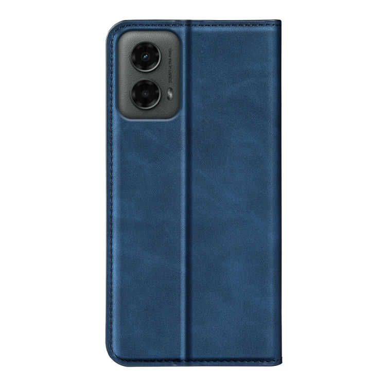 For Motorola Moto G 5G 2024 Retro-skin Magnetic Suction Leather Phone Case(Dark Blue)