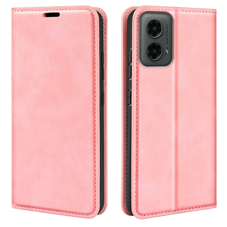 For Motorola Moto G 5G 2024 Retro-skin Magnetic Suction Leather Phone Case(Pink) - free shipping - PMC Jewellery - Order now!