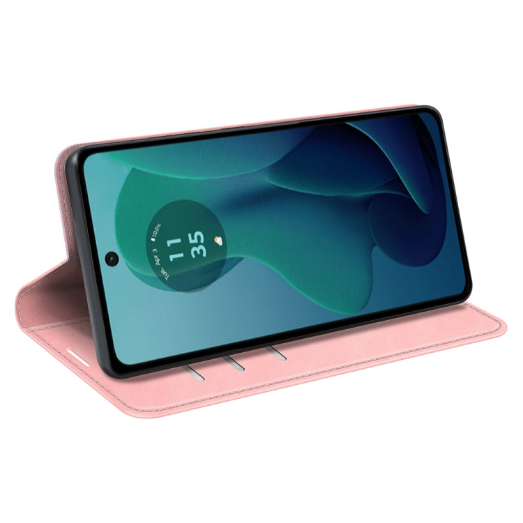 For Motorola Moto G 5G 2024 Retro-skin Magnetic Suction Leather Phone Case(Pink)