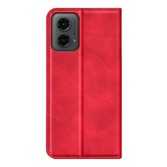 For Motorola Moto G 5G 2024 Retro-skin Magnetic Suction Leather Phone Case(Red)