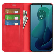 For Motorola Moto G 5G 2024 Retro-skin Magnetic Suction Leather Phone Case(Red)