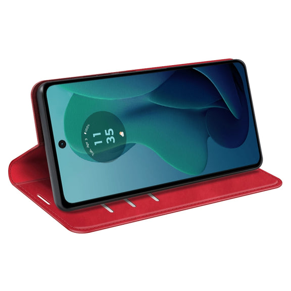 For Motorola Moto G 5G 2024 Retro-skin Magnetic Suction Leather Phone Case(Red)