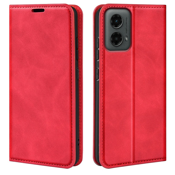 For Motorola Moto G 5G 2024 Retro-skin Magnetic Suction Leather Phone Case(Red)