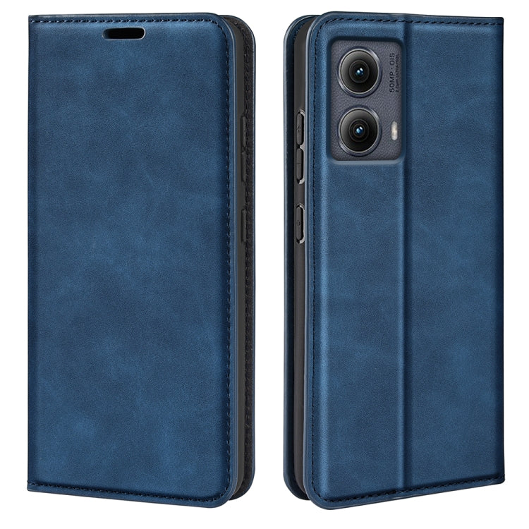 For Motorola Edge 5G 2024 Retro-skin Magnetic Suction Leather Phone Case(Dark Blue) - Motorola Cases by PMC Jewellery | Online Shopping South Africa | PMC Jewellery | Buy Now Pay Later Mobicred